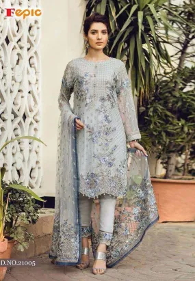 Grey Designer Pakistani Style Party Wear Salawar Kameez 21005