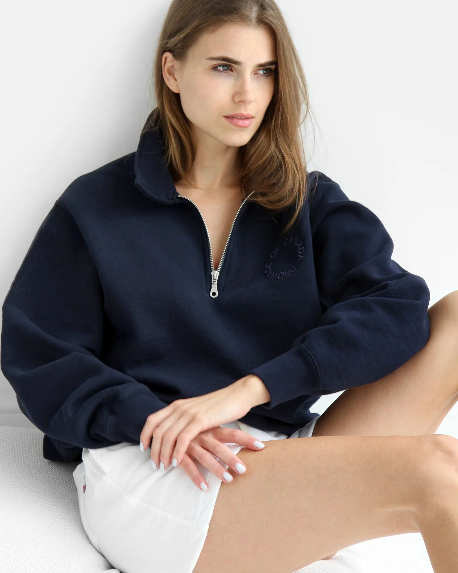 Half Zip Fleece Sweatshirt Navy - Unisex