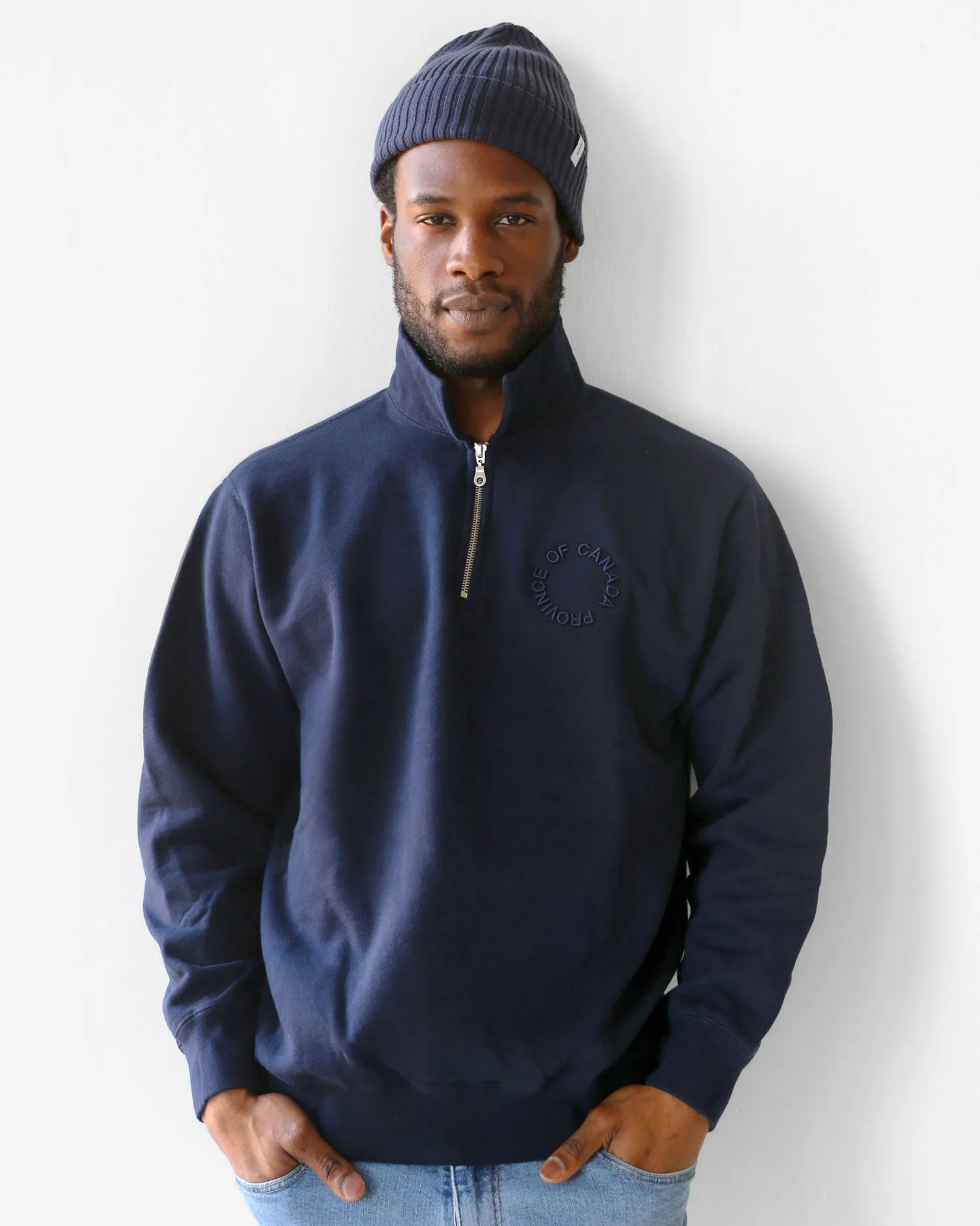 Half Zip Fleece Sweatshirt Navy - Unisex