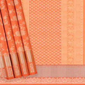 Handwoven Orange Kanjivaram Silk Saree - 314T001849DSA