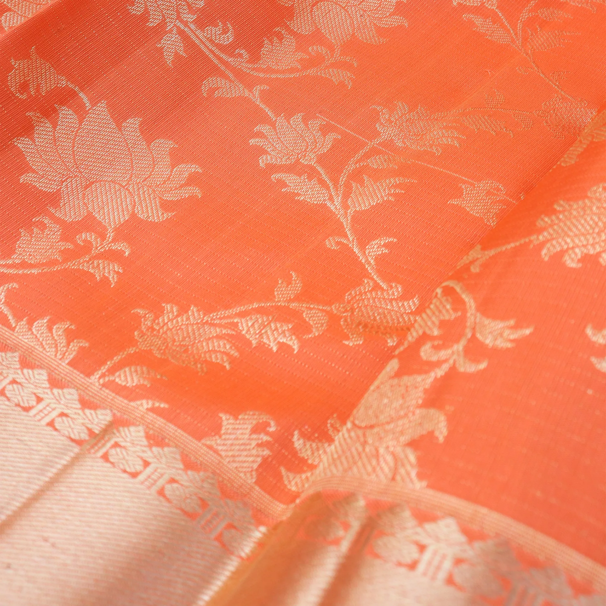 Handwoven Orange Kanjivaram Silk Saree - 314T001849DSA