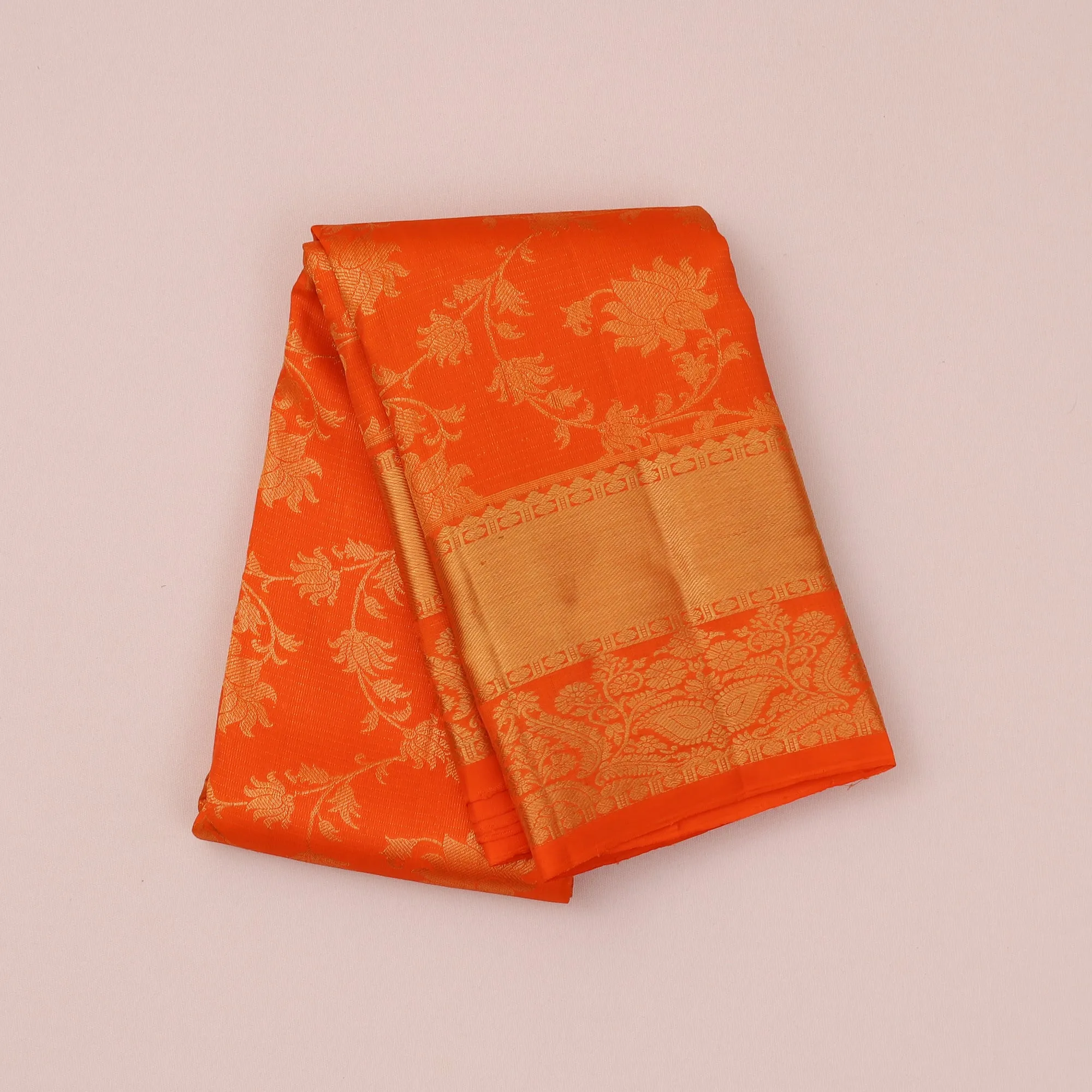 Handwoven Orange Kanjivaram Silk Saree - 314T001849DSA