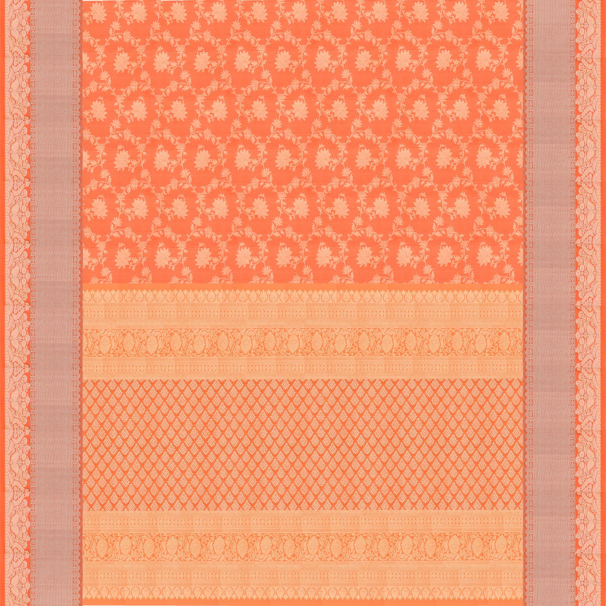 Handwoven Orange Kanjivaram Silk Saree - 314T001849DSA