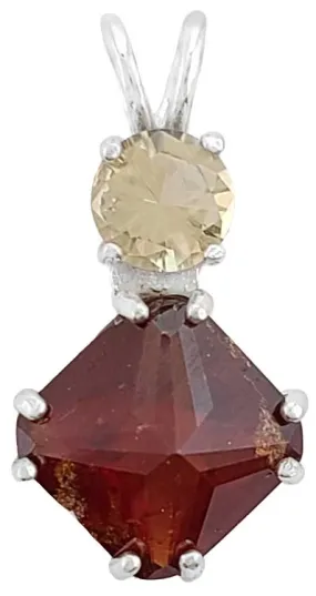 Hessonite Garnet Mini Magician Stone? with Round Cut Citrine