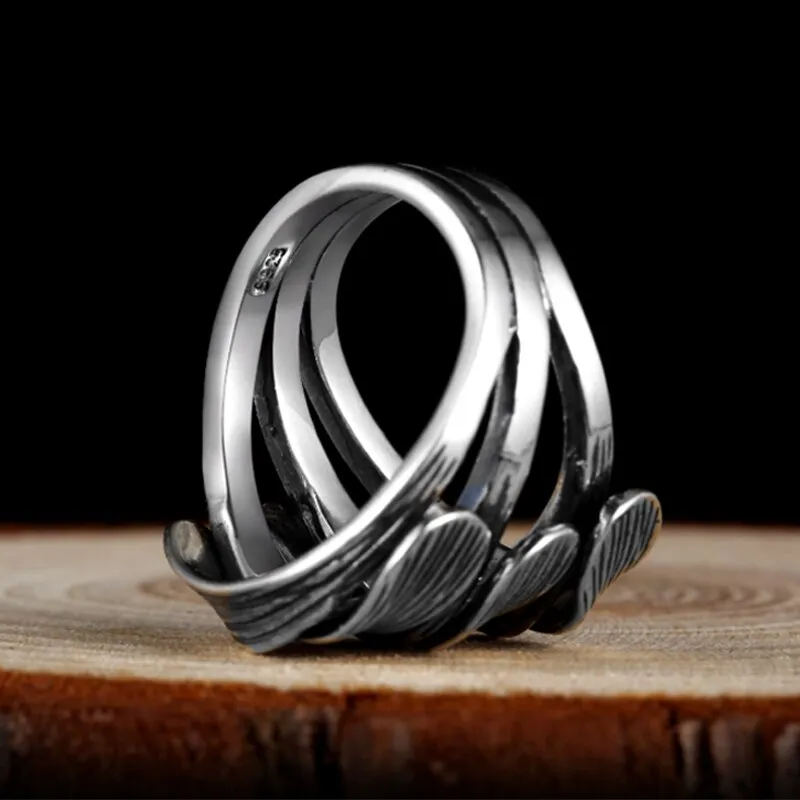 Intertwine 925 Sterling Silver Adjustable Vintage Punk Rock Ring