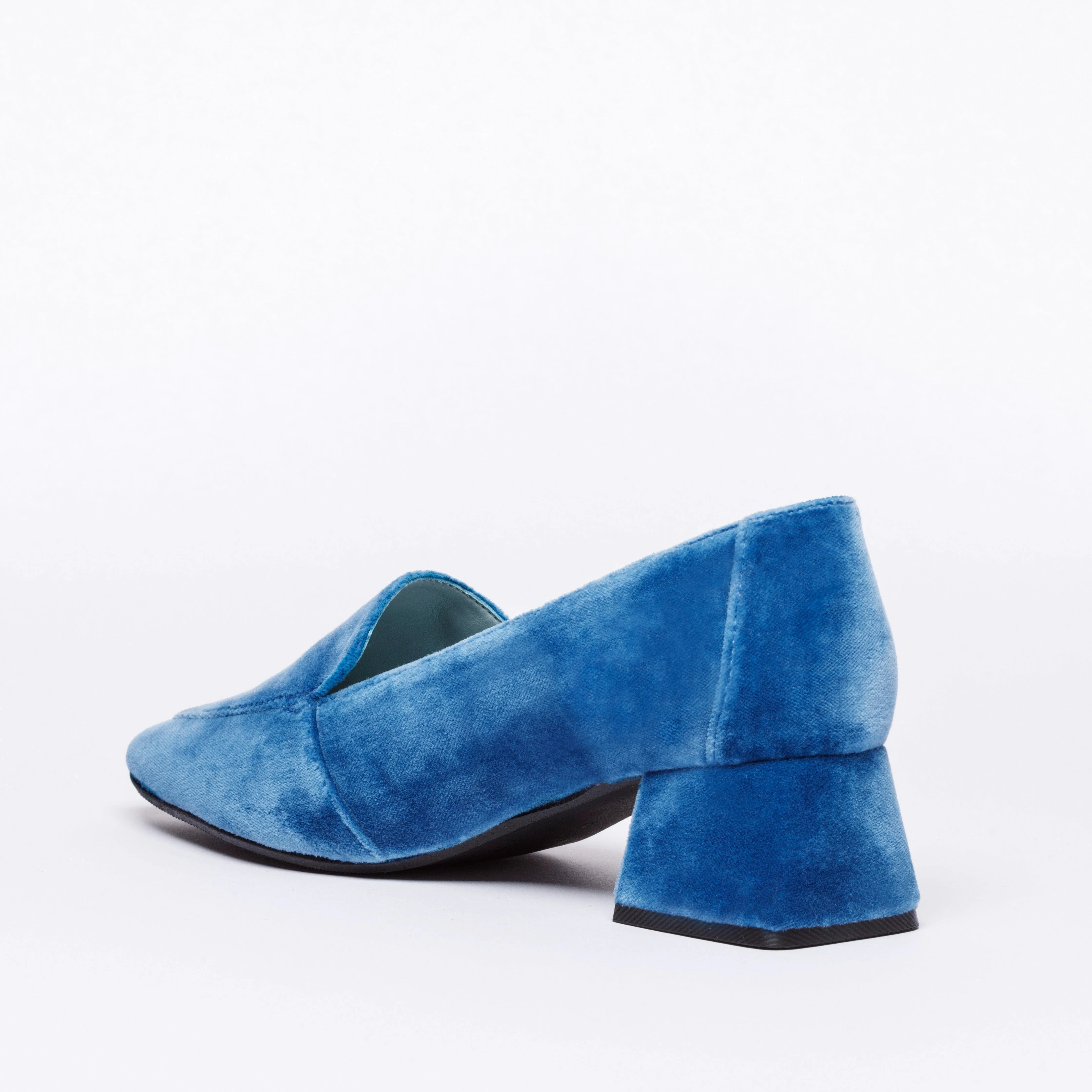 Iris Vegan Velvet Moccasin Loafers | Blue