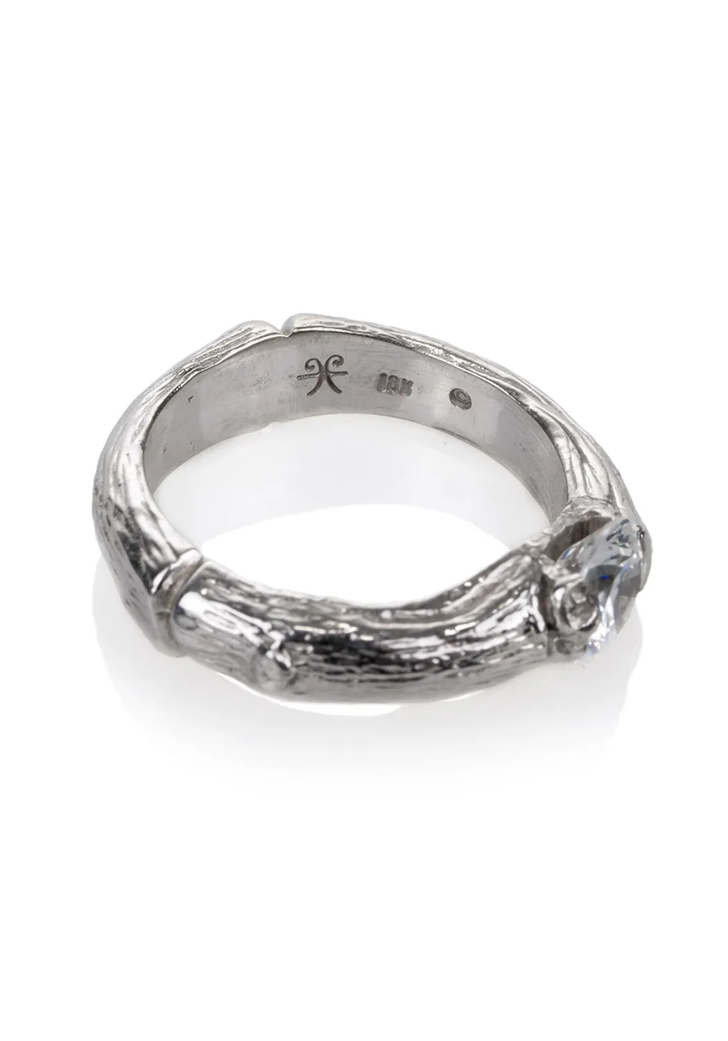 K. Brunini 18KWG Medium Semi-Mount Round Diamond Twig Ring