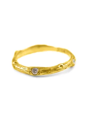 K. Brunini Sage 18K Yellow Gold Small Diamond Twig Wedding Band