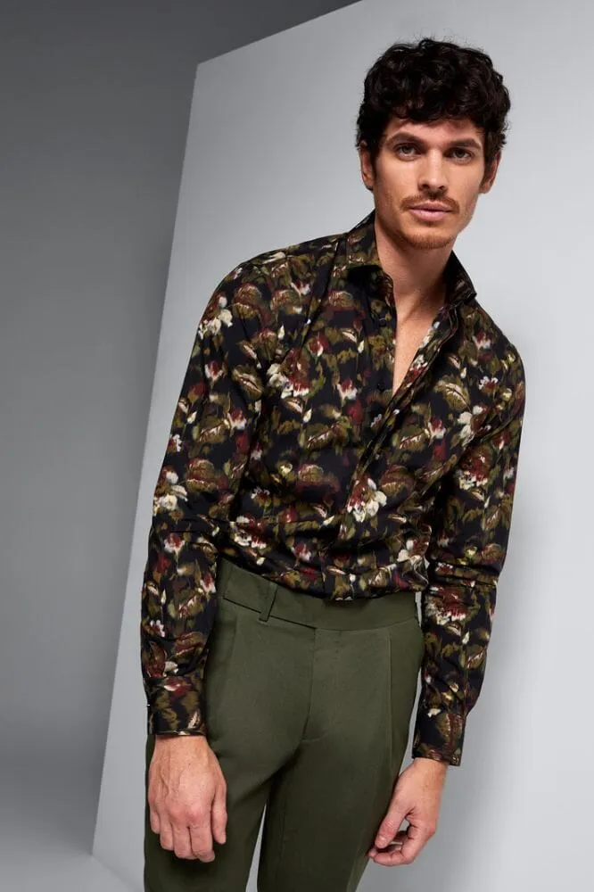 Lamarr Luxe Shirt - Double Print Floral Blur