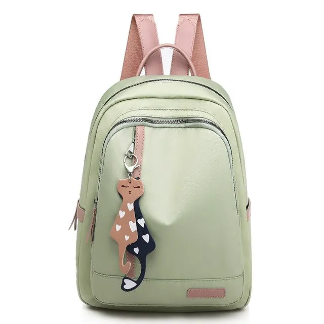 Large Capacity Fashion Luxury Waterproof Cat Pendant Oxford School Bag and Travel Bag