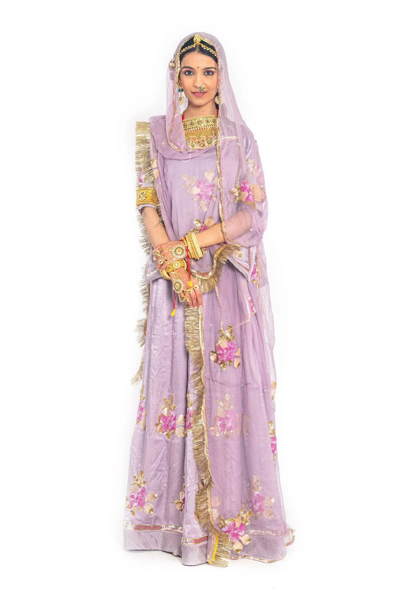 Lavender Sequins Rajputi Poshak