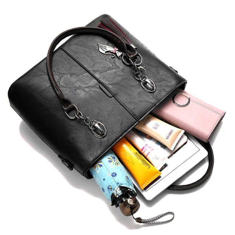 Leather Tassel Crossbody Bag, Shoulder Bag and Handbag