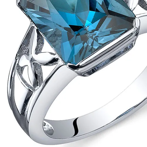 London Blue Topaz Radiant Cut Sterling Silver Ring Size 7