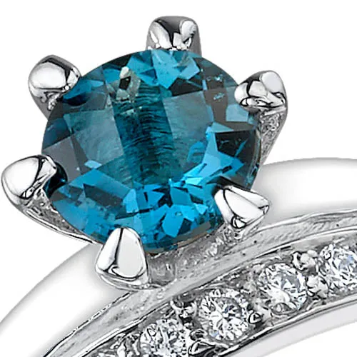 London Blue Topaz Round Cut Sterling Silver Ring Size 5