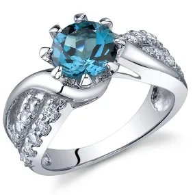 London Blue Topaz Round Cut Sterling Silver Ring Size 5