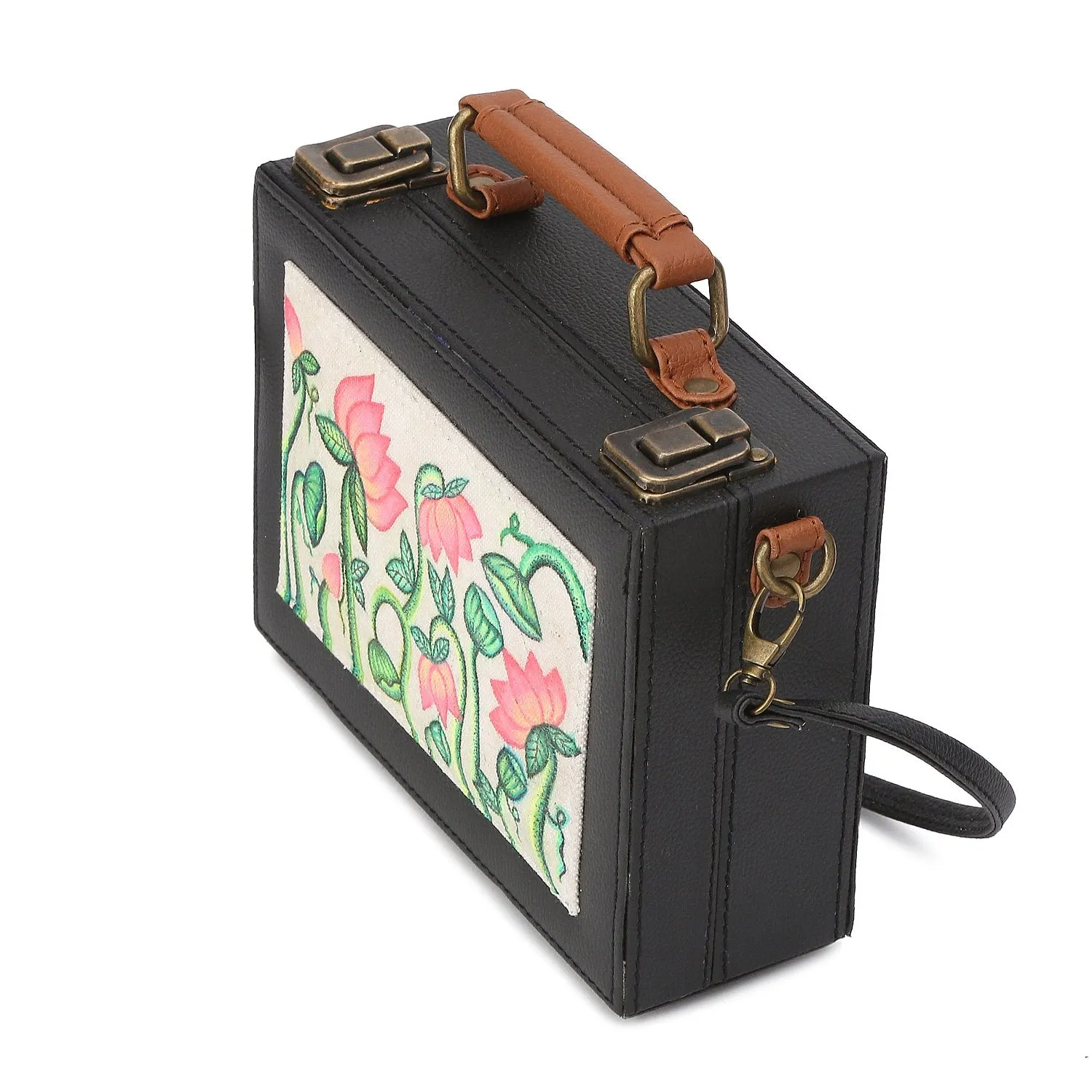 Lotus women Hand-Painted crossbody Sling Bag