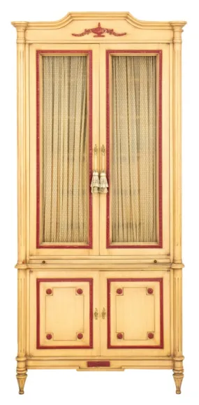 Louis XVI Style Red White Painted Armoire Cabinet