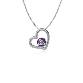 Louisiana State University Tiger Eye Heart Necklace - Enamel