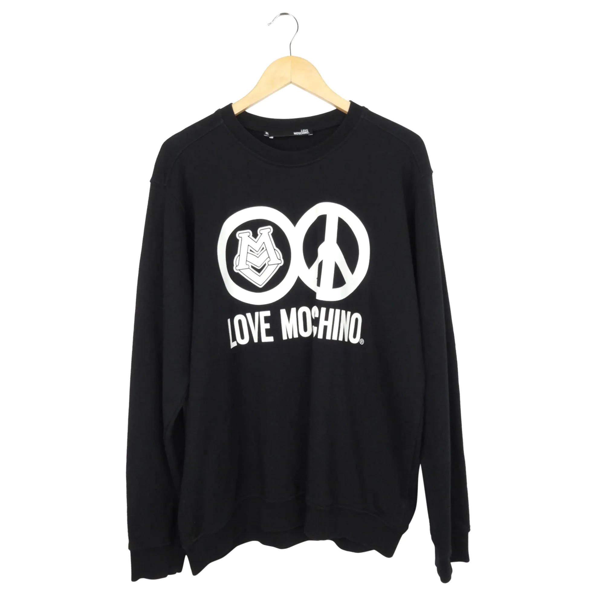 Love Moschino Black and White Double Emblem Jersey Crewneck - XL