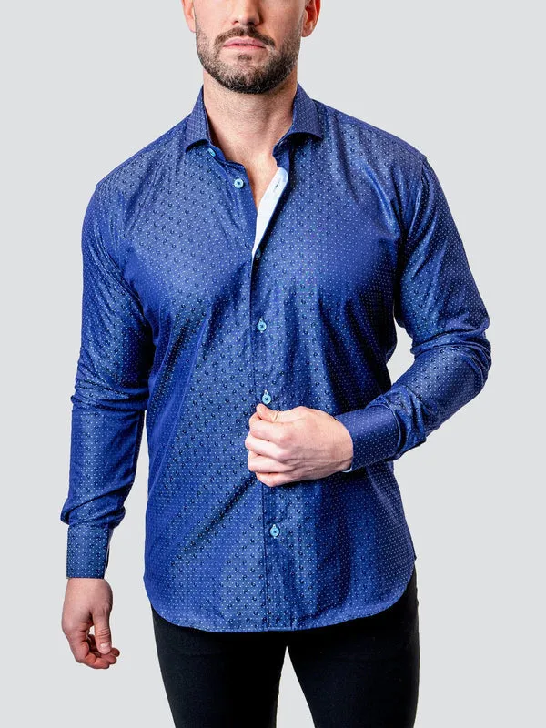 Maceoo Stretch Shirt | Einstein Dot Paisley Blue