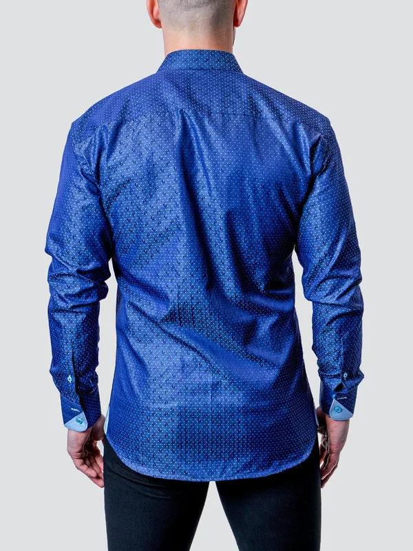 Maceoo Stretch Shirt | Einstein Dot Paisley Blue