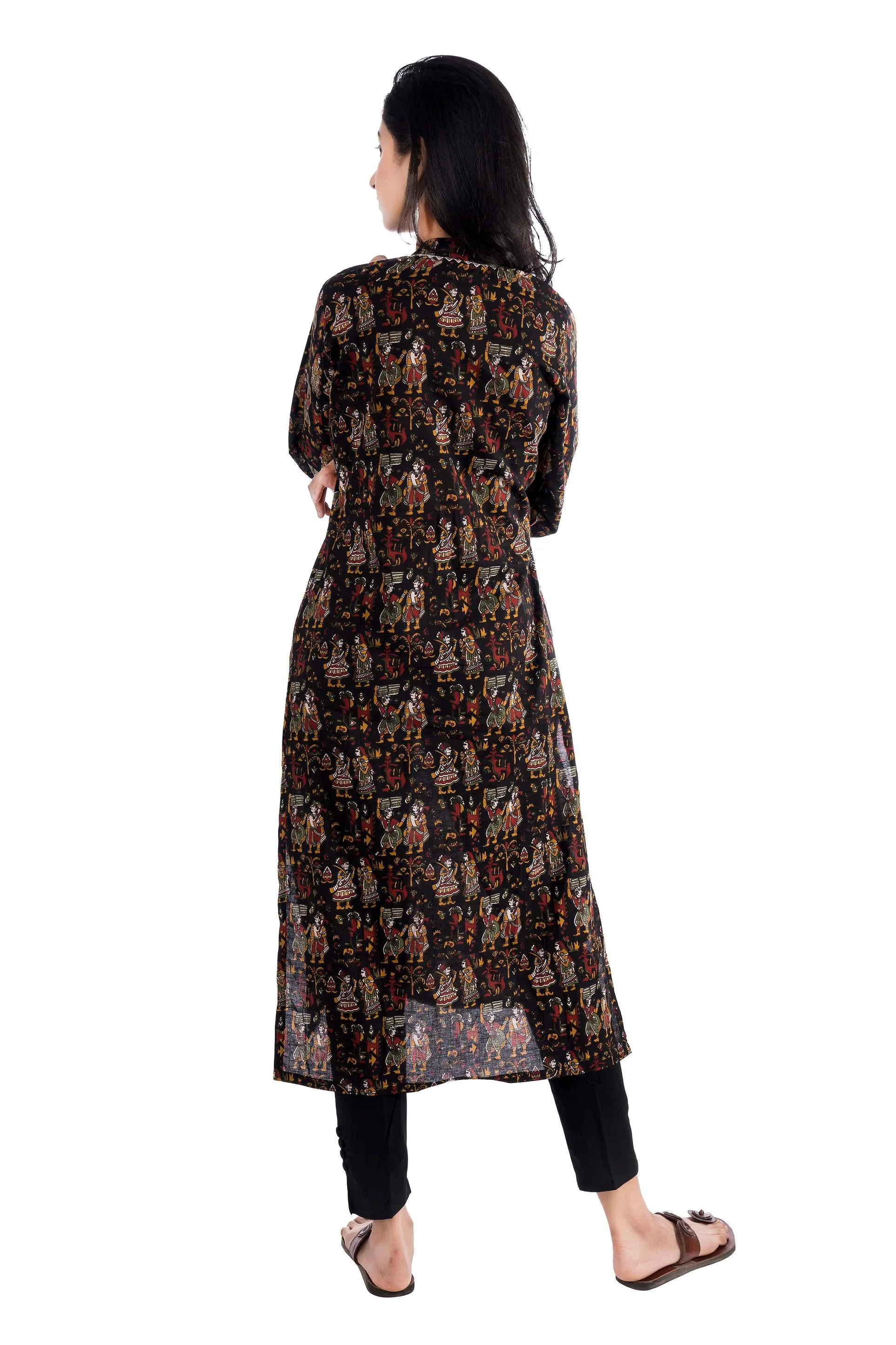 MAGNETISM black Kalamkari GUJRI Print Cotton Kurti