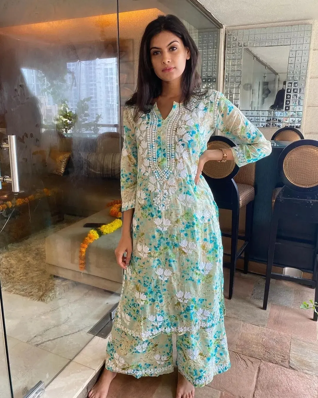 Maira Floral Chikankari Mulmul Co-ord Sets