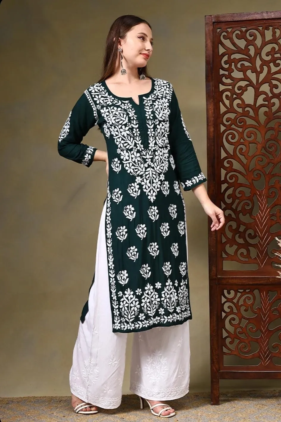 Mausam Modal Chikankari Straight Kurti