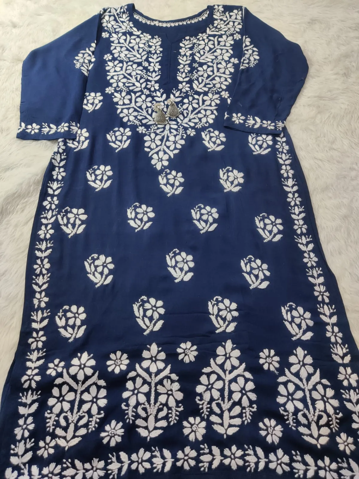 Mausam Modal Chikankari Straight Kurti