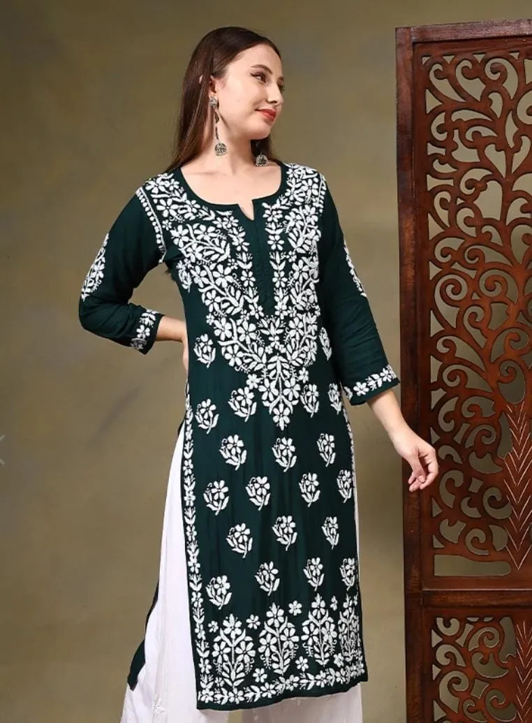 Mausam Modal Chikankari Straight Kurti