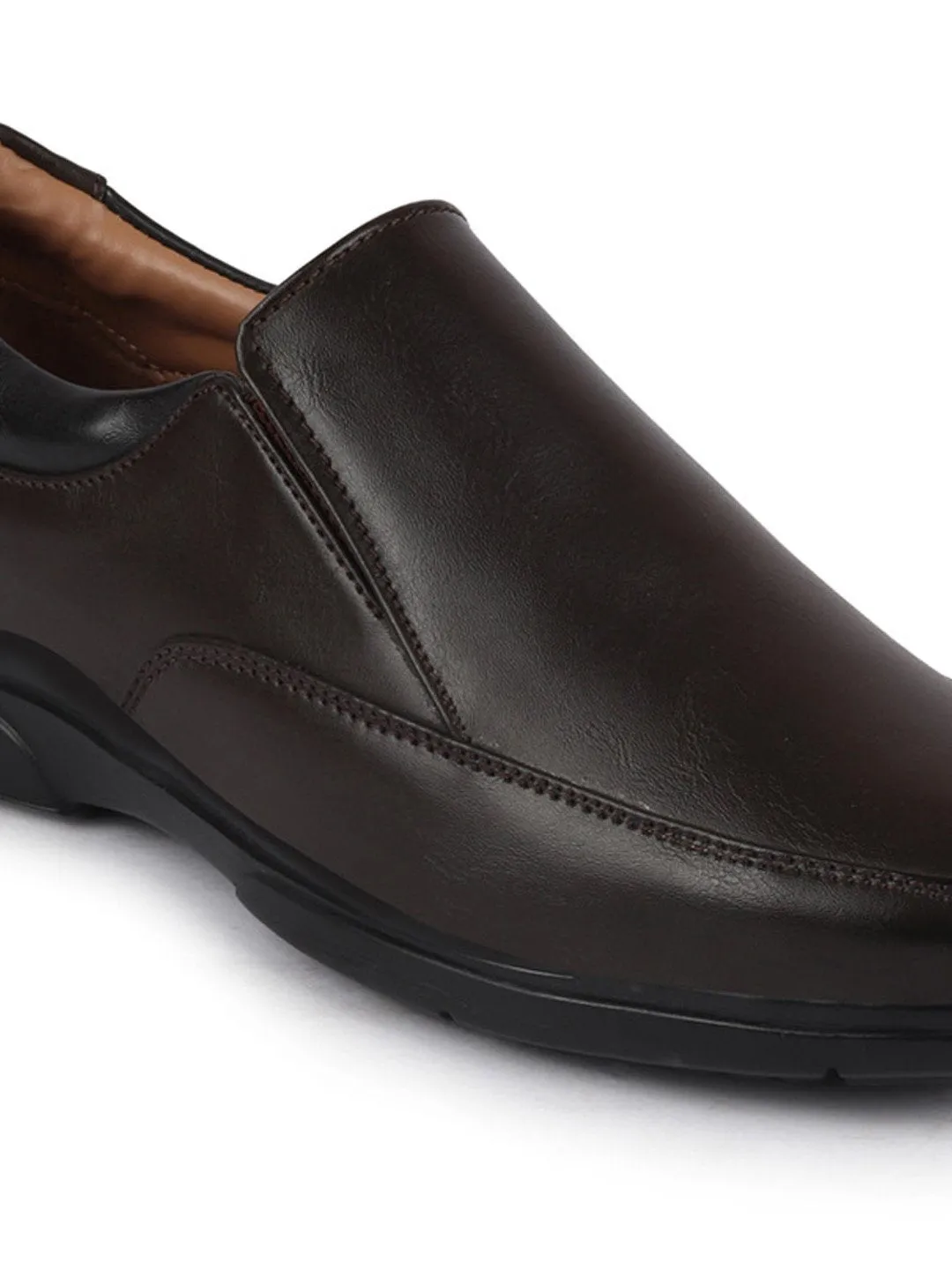 Men Brown Thermal Formal Slip On Shoes