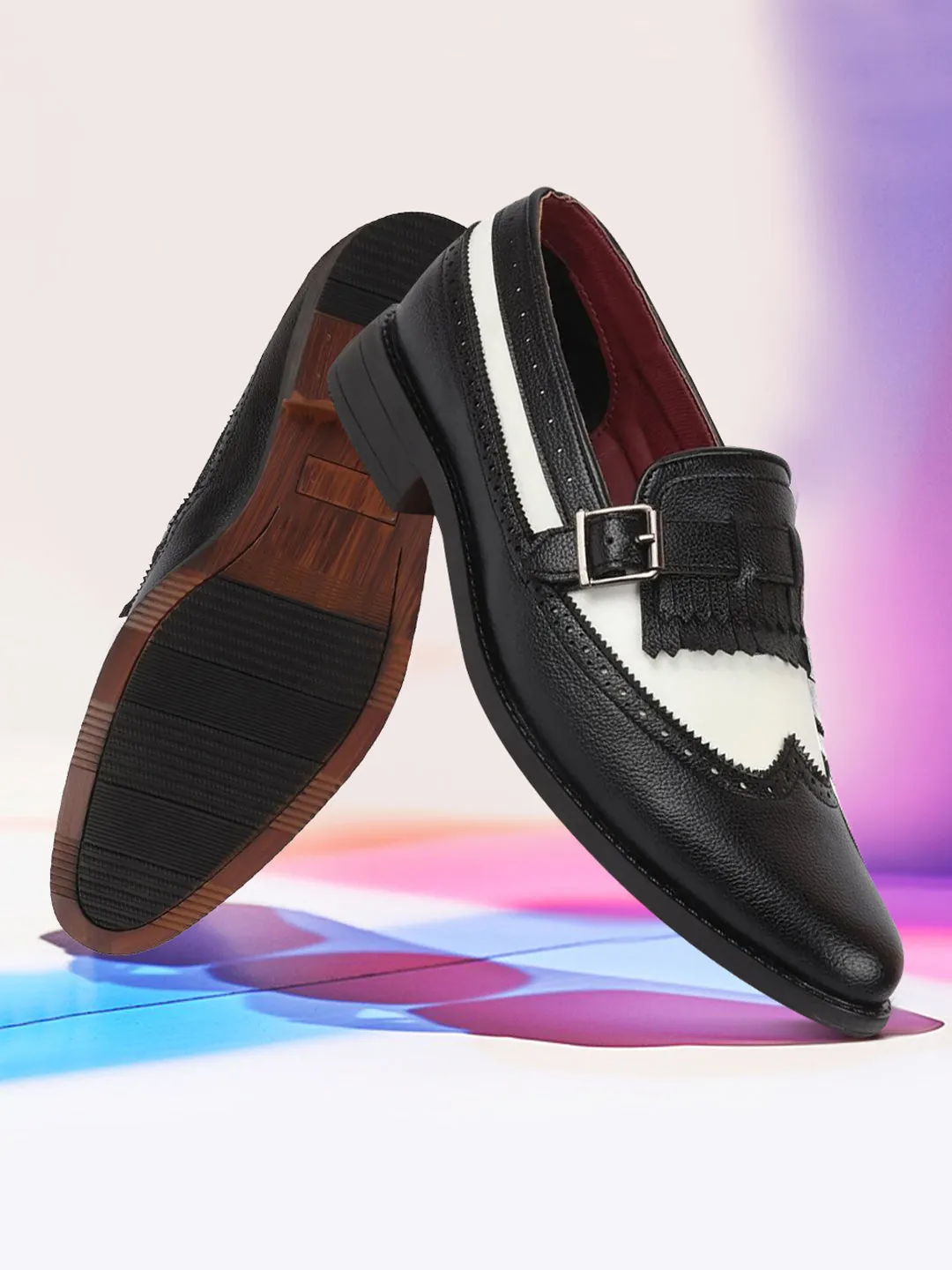 Men Party Black Single Strap Monk Slip On Shoes