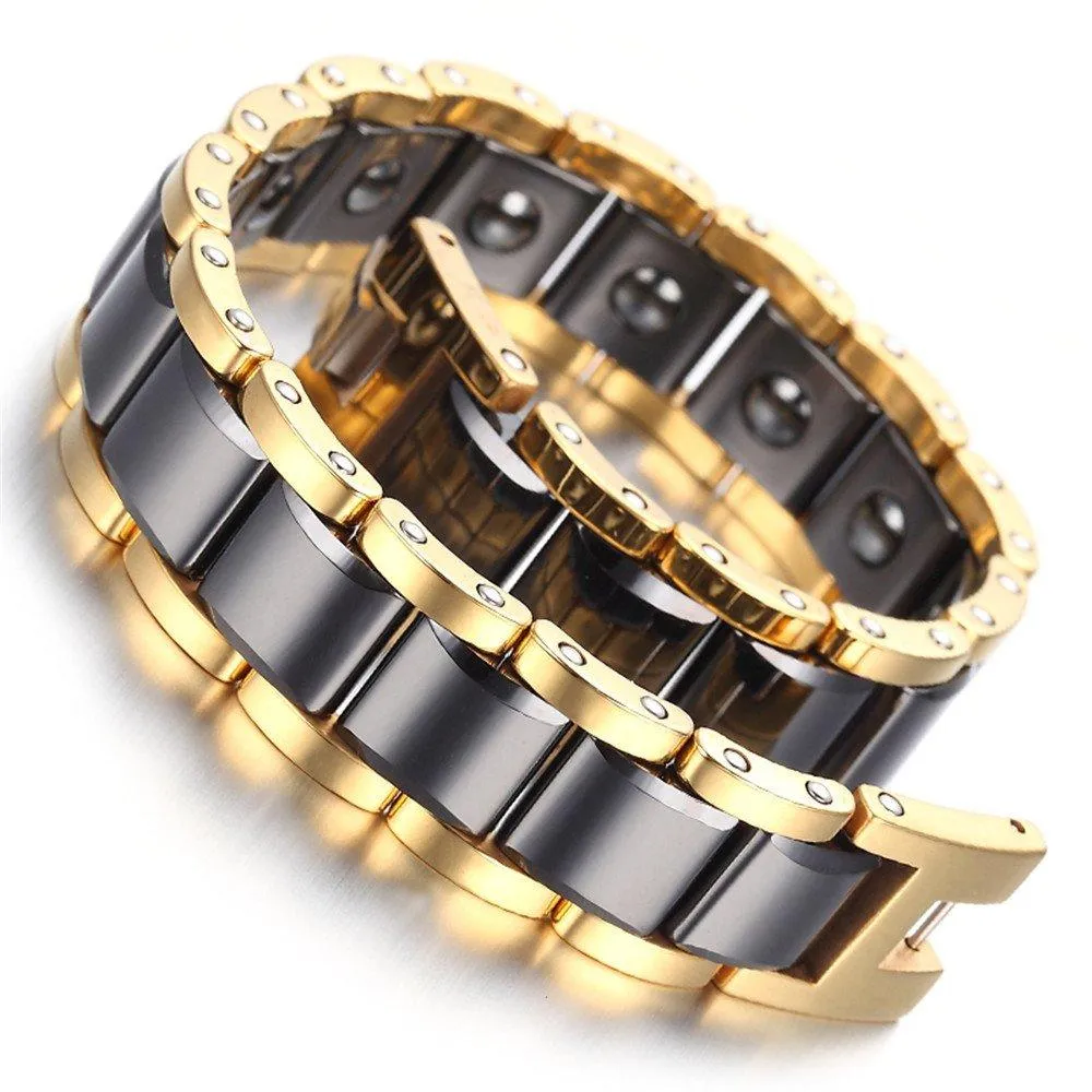 Men Tungsten Bracelet Black & Gold Gift Bag