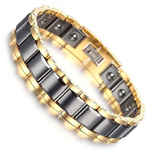 Men Tungsten Bracelet Black & Gold Gift Bag