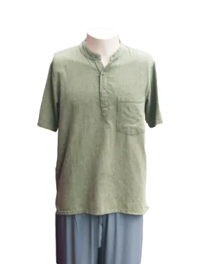 Mens 3 Button Plain Cotton Short sleeve Shirt