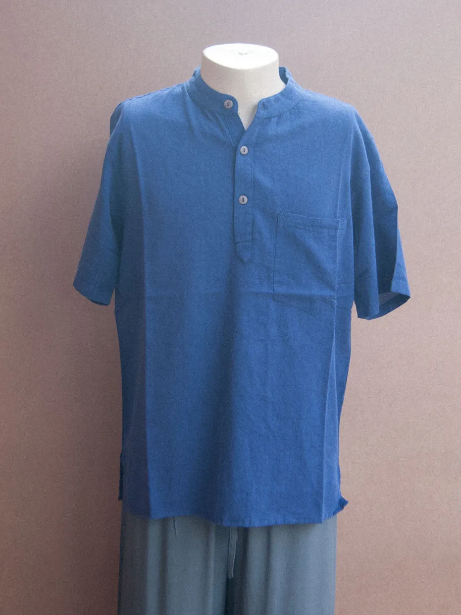 Mens 3 Button Plain Cotton Short sleeve Shirt