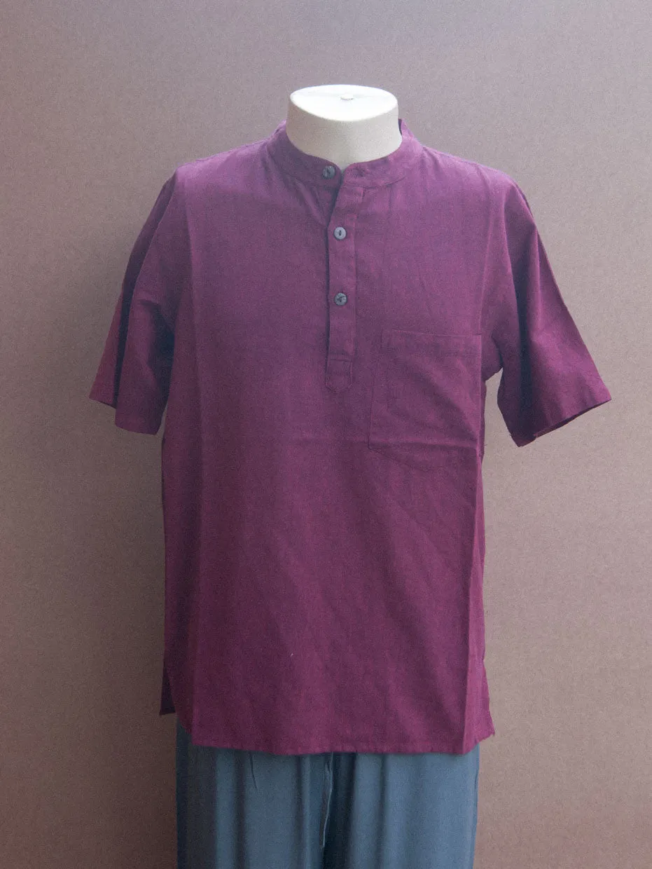 Mens 3 Button Plain Cotton Short sleeve Shirt