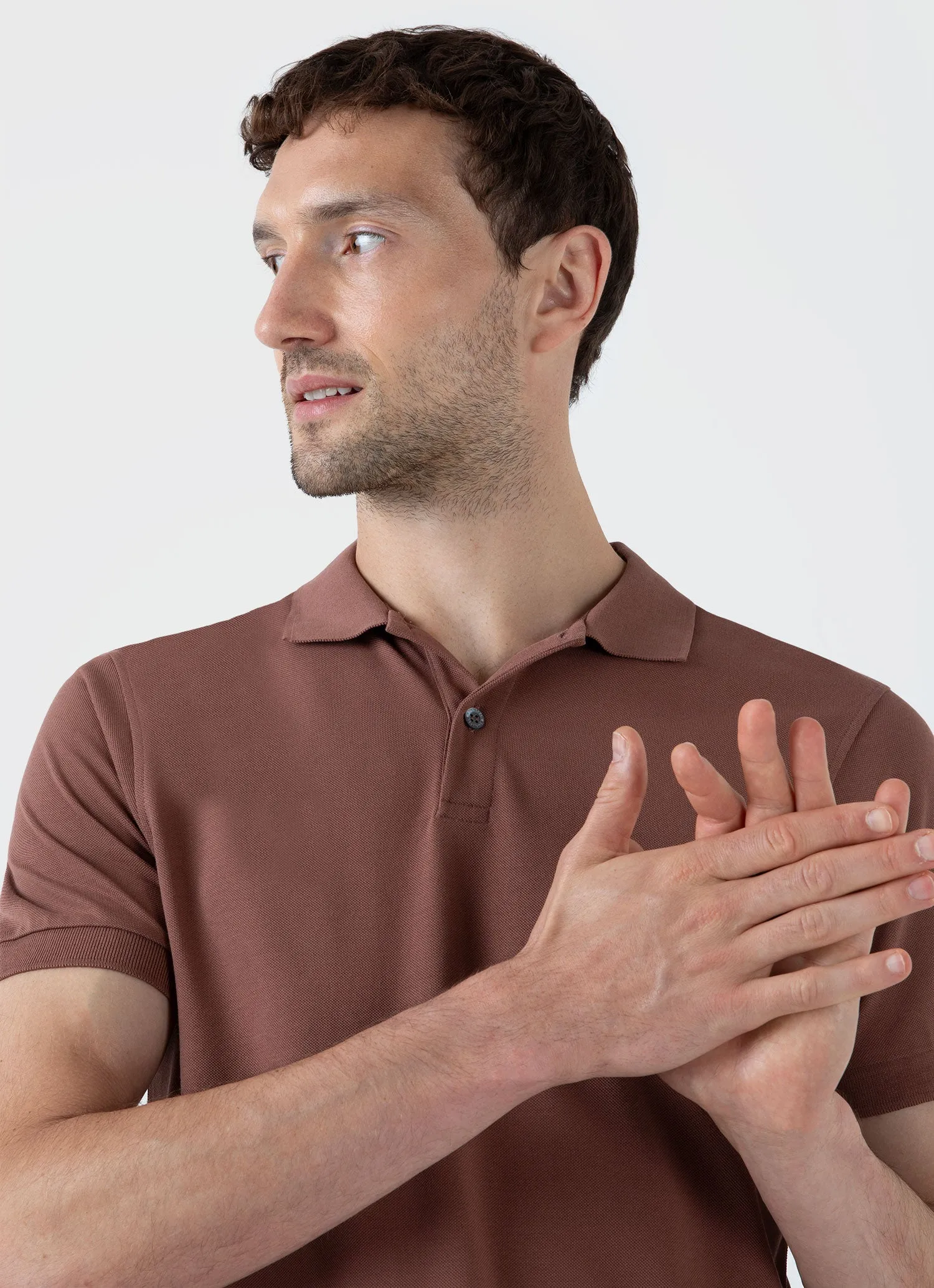 Men's Piqué Polo Shirt in Brown