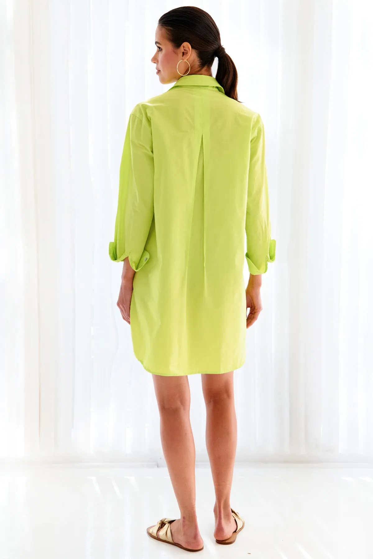 Nash Neon Lime Shirt Dress Techy Taffeta