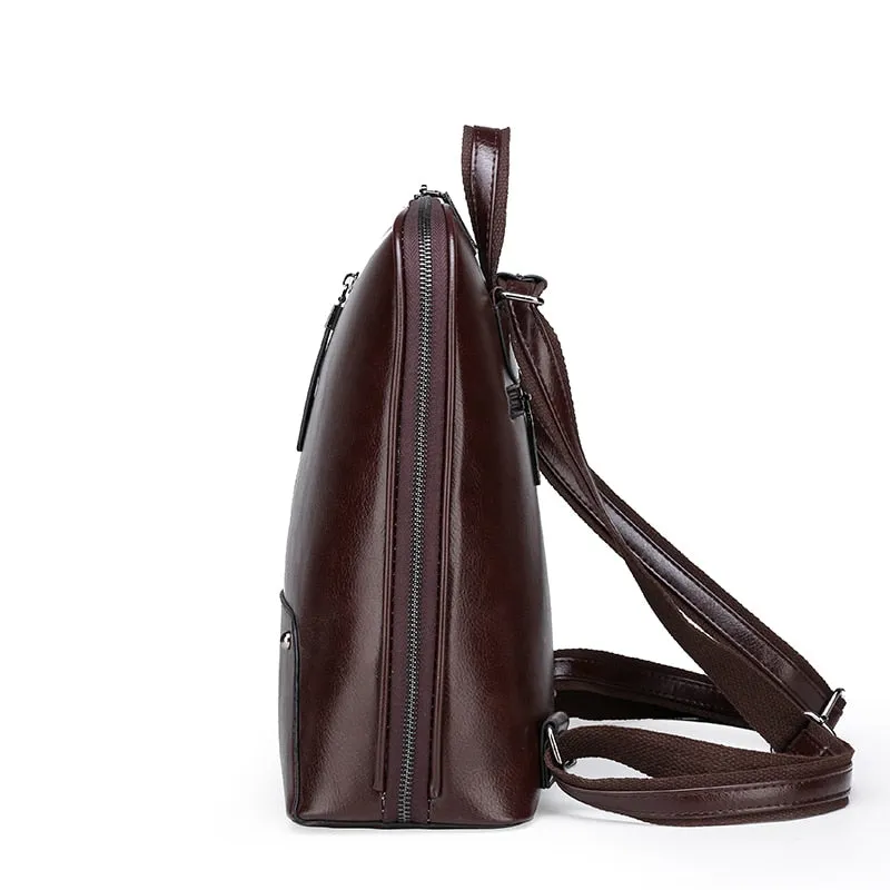 Oil Wax Leather Shoulder Bag, School Backpack, and Travel Bag