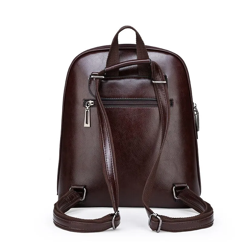 Oil Wax Leather Shoulder Bag, School Backpack, and Travel Bag