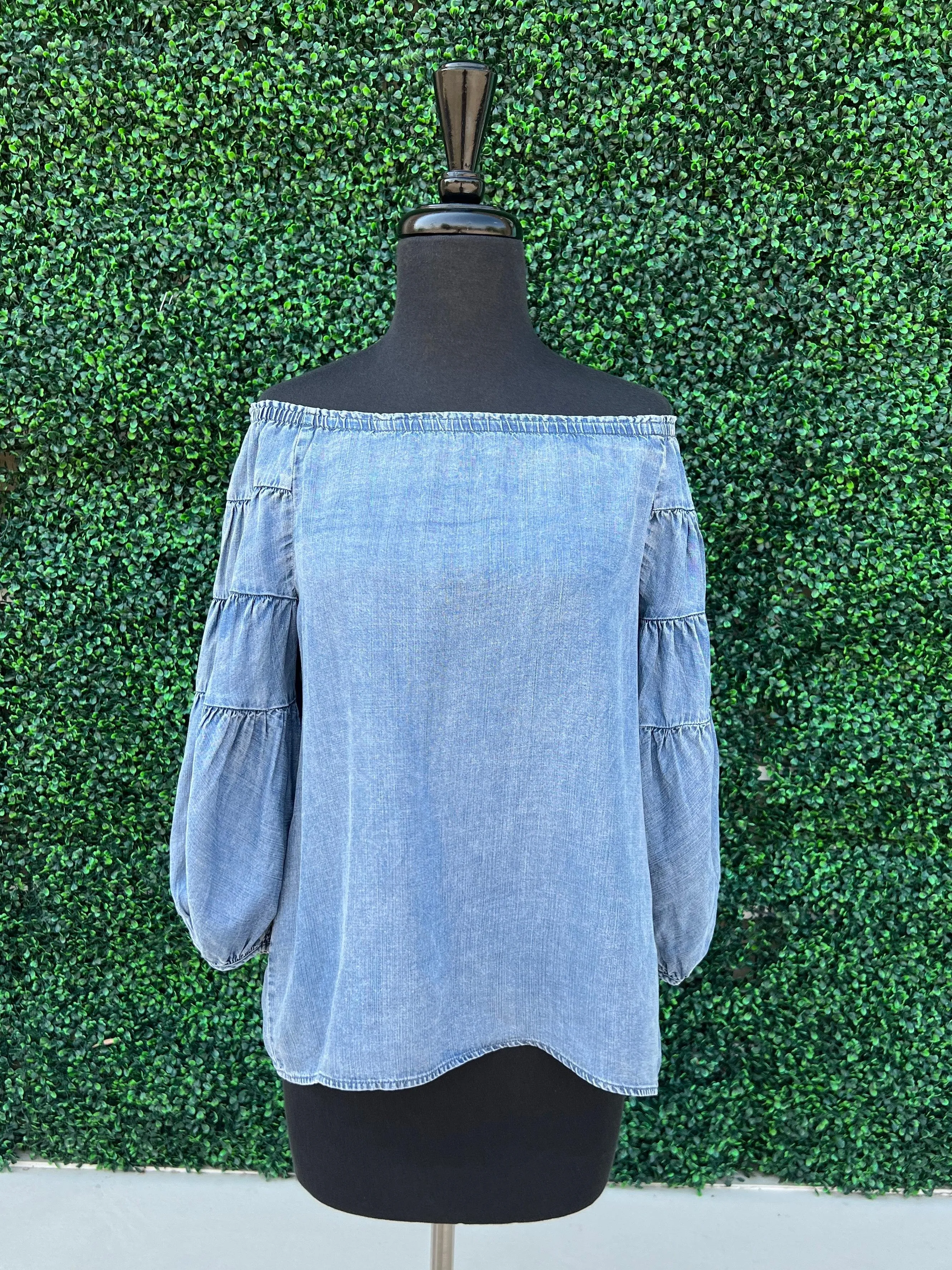 On/Off Shoulder Denim Top