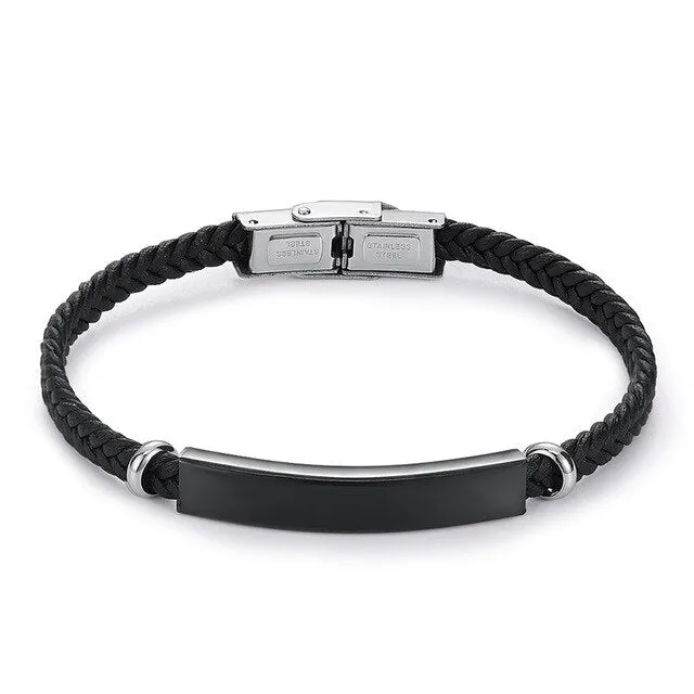 Personalized Leather Stainless Steel Fashion Bracelet