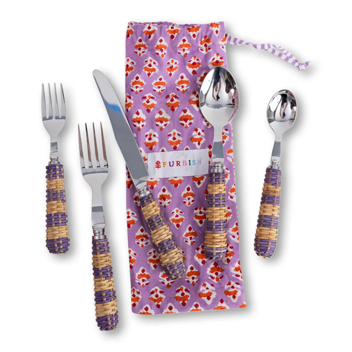 Rattan Cutlery S/5 - Lilac