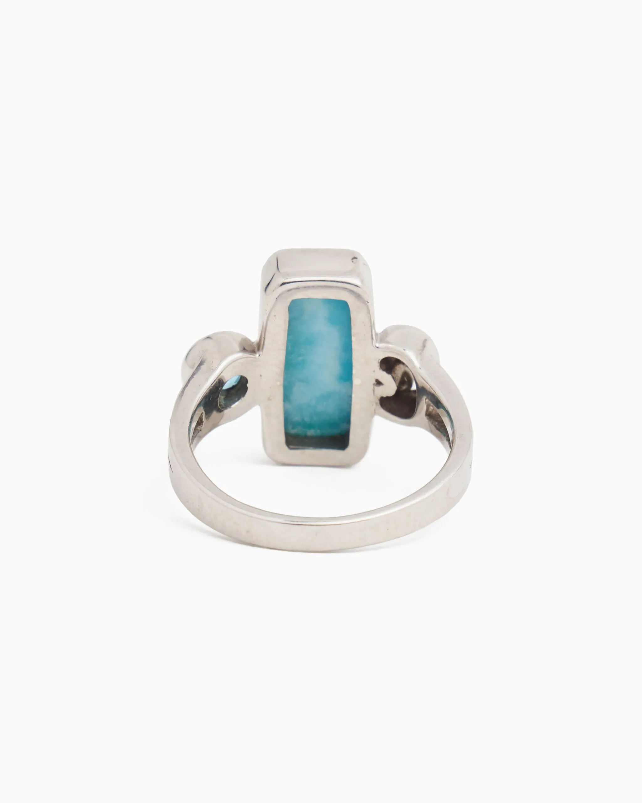 Rectangular Stone Ring - Larimar/Hampton Blue Topaz