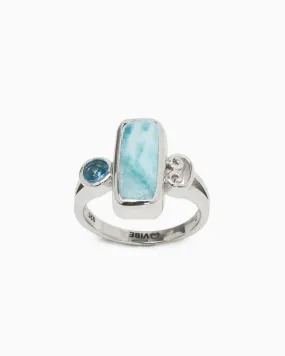 Rectangular Stone Ring - Larimar/Hampton Blue Topaz