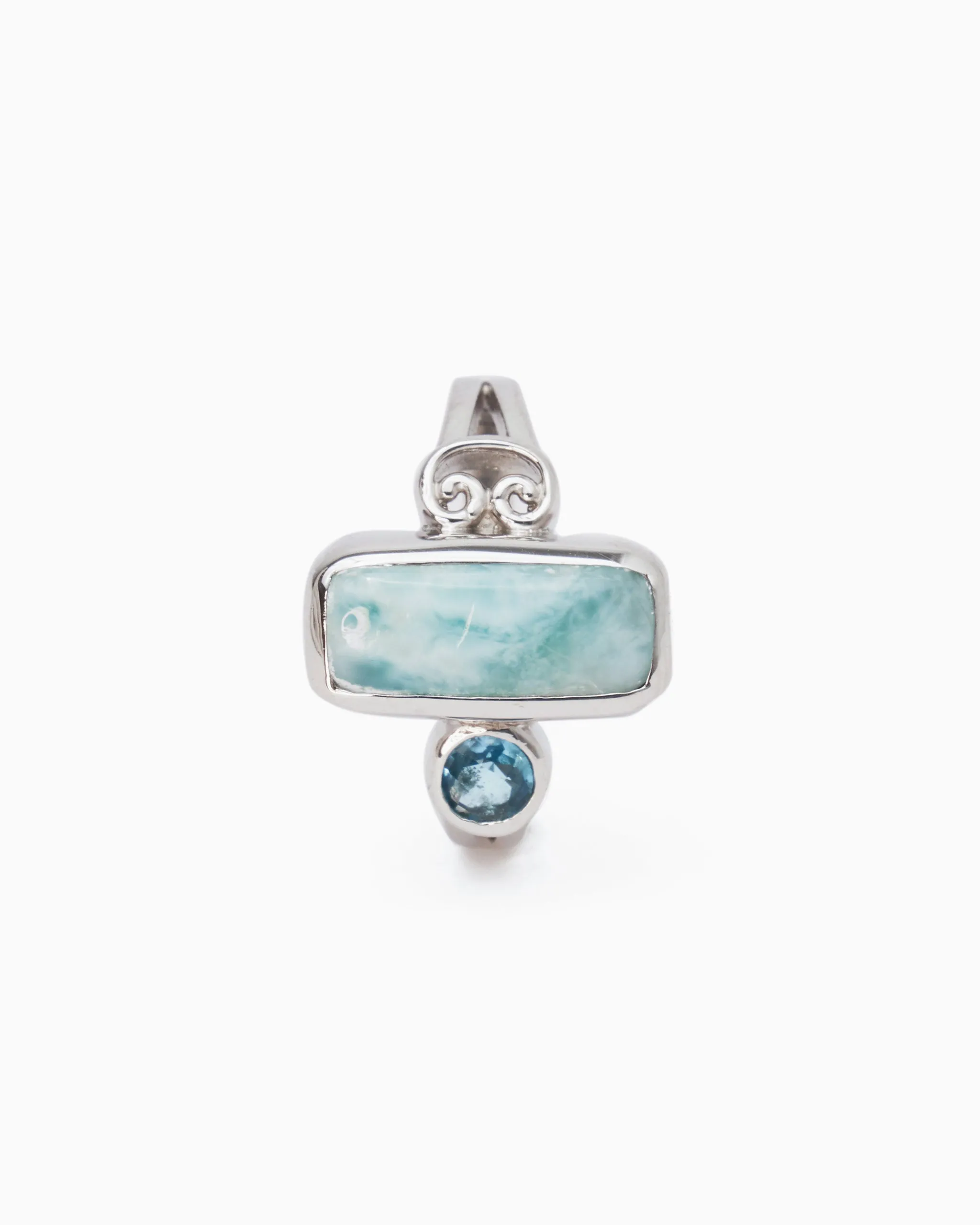 Rectangular Stone Ring - Larimar/Hampton Blue Topaz