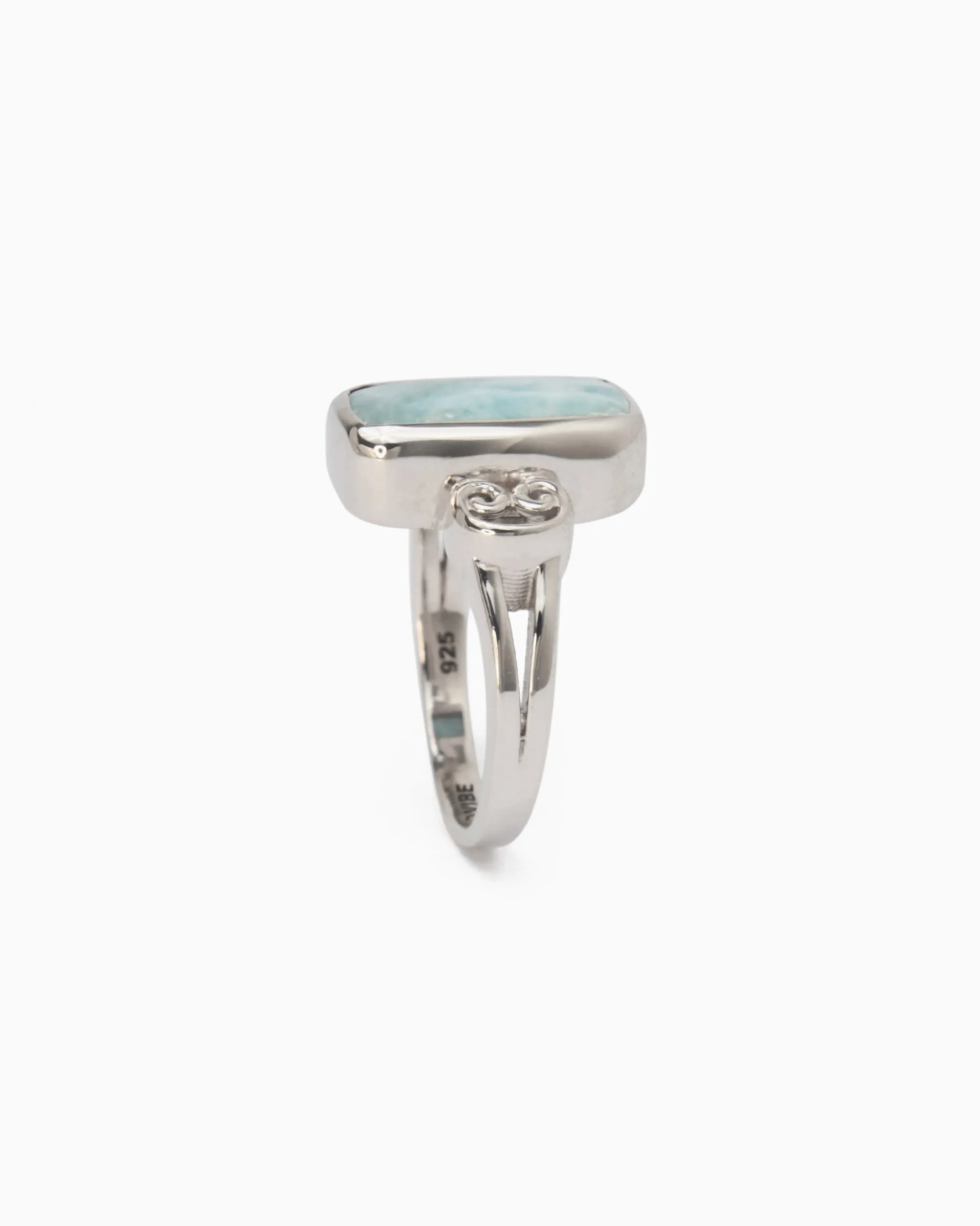 Rectangular Stone Ring - Larimar/Hampton Blue Topaz