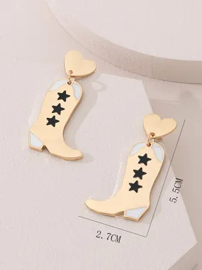 Retro Gold Boots Dangle Earrings