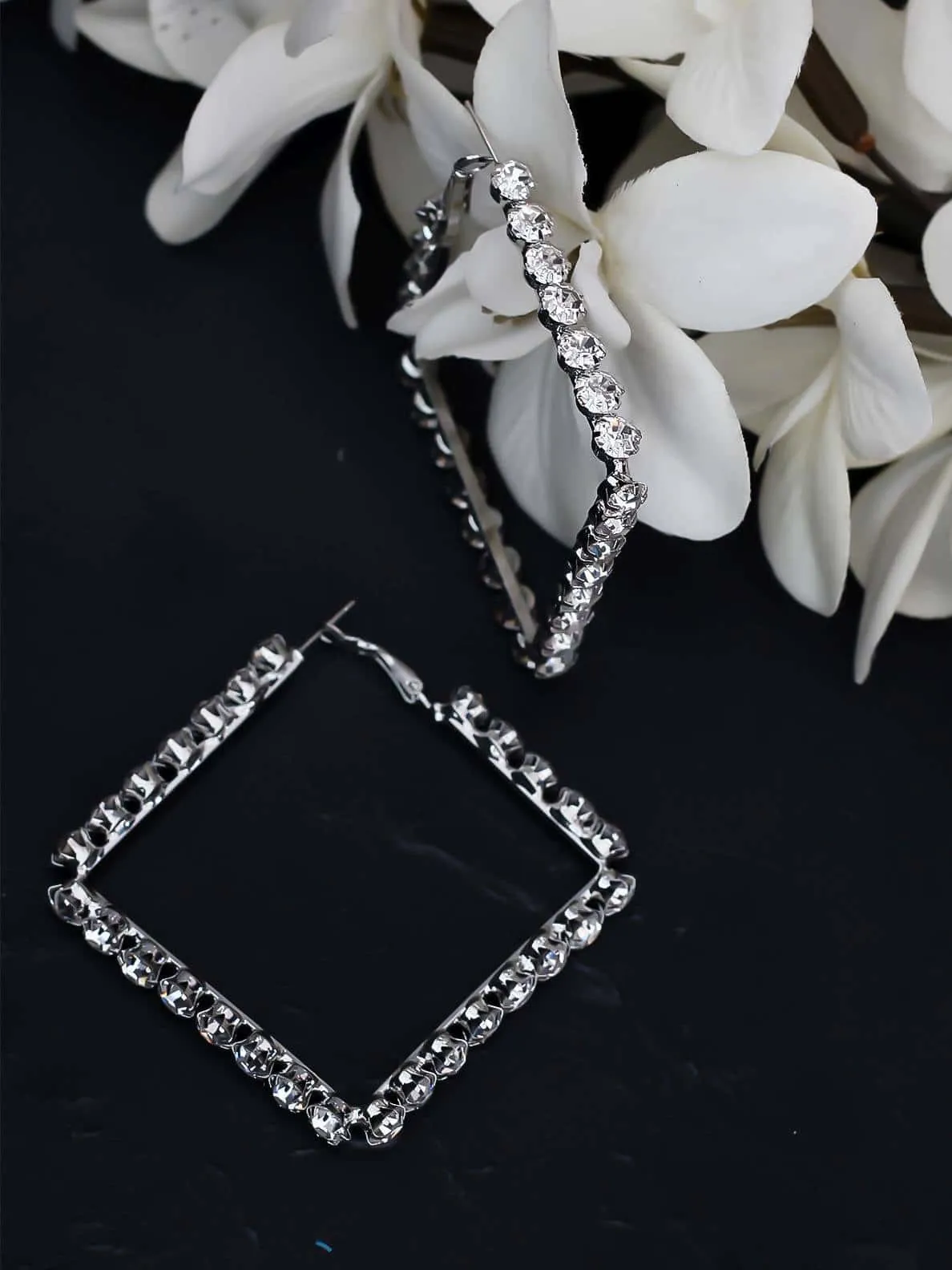 Rhomb Studded Hoops